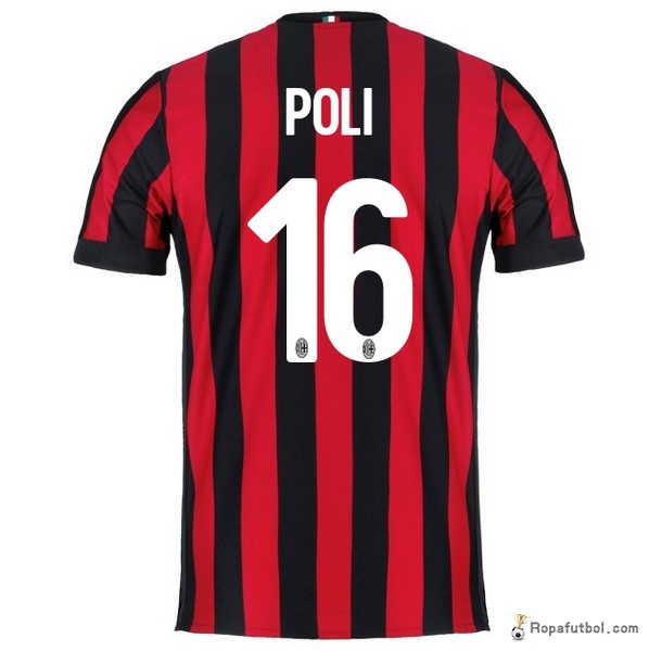 Camiseta AC Milan Replica Primera Ropa Poli 2017/18 Rojo